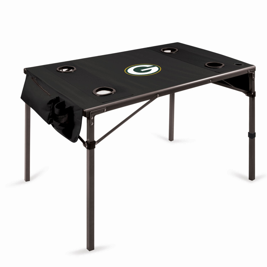 Green Bay Packers Travel Table Portable Folding Table, (Black)