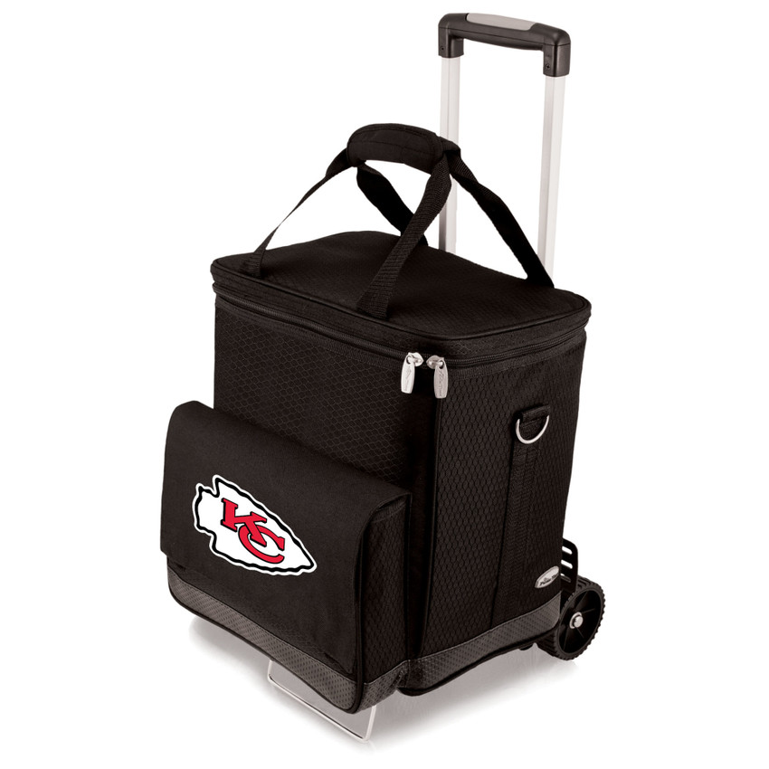 Kansas City Chiefs Cellar 6-Bottle Wine Carrier & Cooler Tote with Trolley, (Black with Gray Accents)