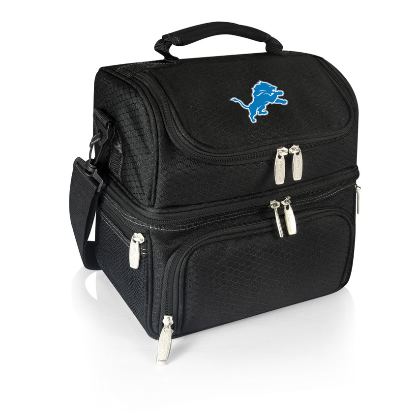 Detroit Lions Pranzo Lunch Bag Cooler with Utensils NFL Lunch Tote, (Black)