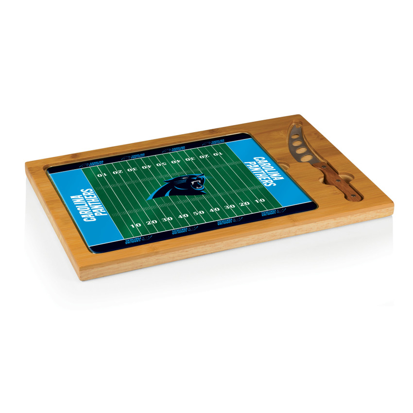 Carolina Panthers Football Field Icon Glass Top Cutting Board & Knife Set, (Parawood & Bamboo)