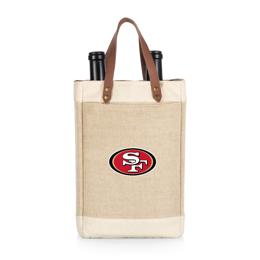 San Francisco 49ers Pinot Jute 2 Bottle Insulated Wine Bag, (Beige)