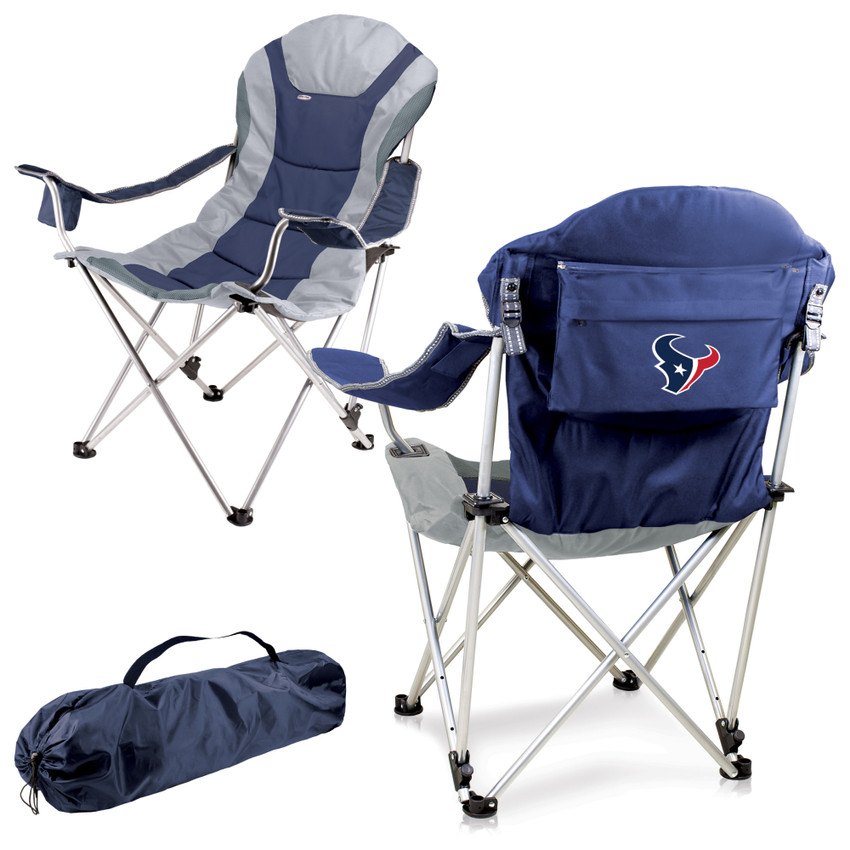 Houston Texans Reclining Camp Chair, (Navy Blue with Gray Accents)