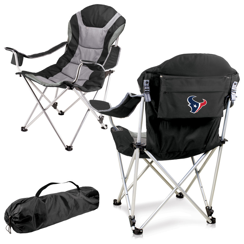 Houston Texans Reclining Camp Chair, (Black with Gray Accents)