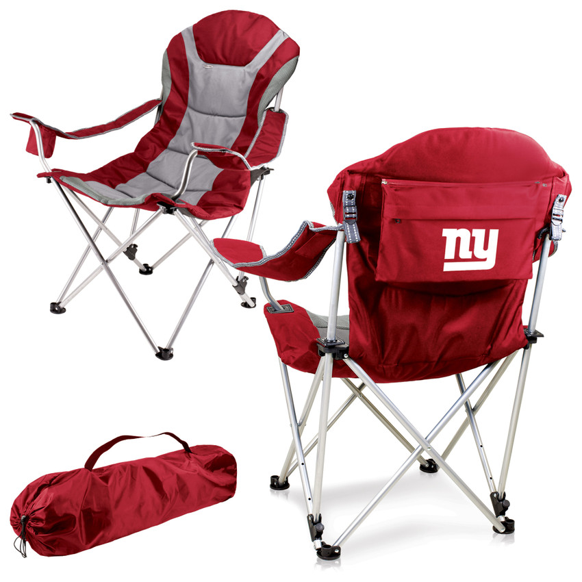New York Giants Reclining Camp Chair, (Dark Red)