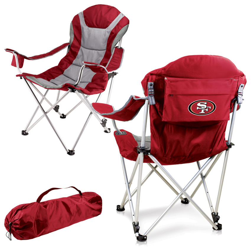 San Francisco 49ers Reclining Camp Chair, (Dark Red)
