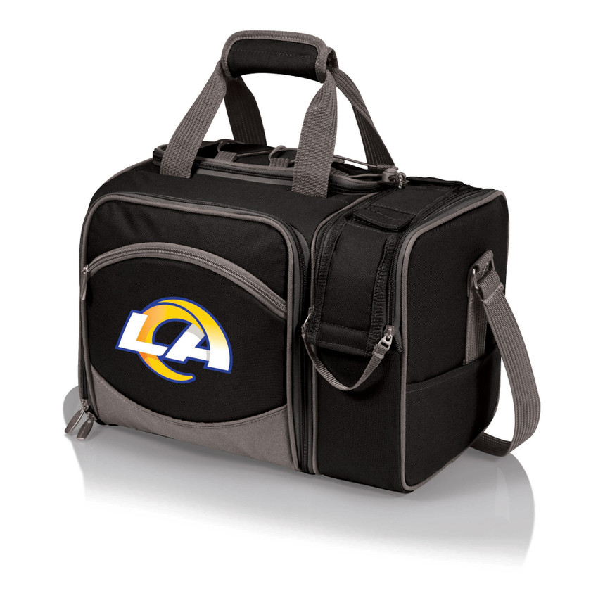 Los Angeles Rams Malibu Picnic Basket Cooler, (Black with Gray Accents)