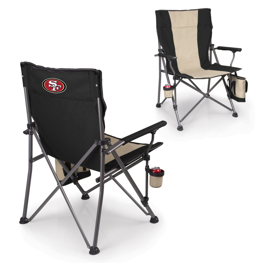San Francisco 49ers Logo Big Bear XXL Camping Chair with Cooler, (Black)