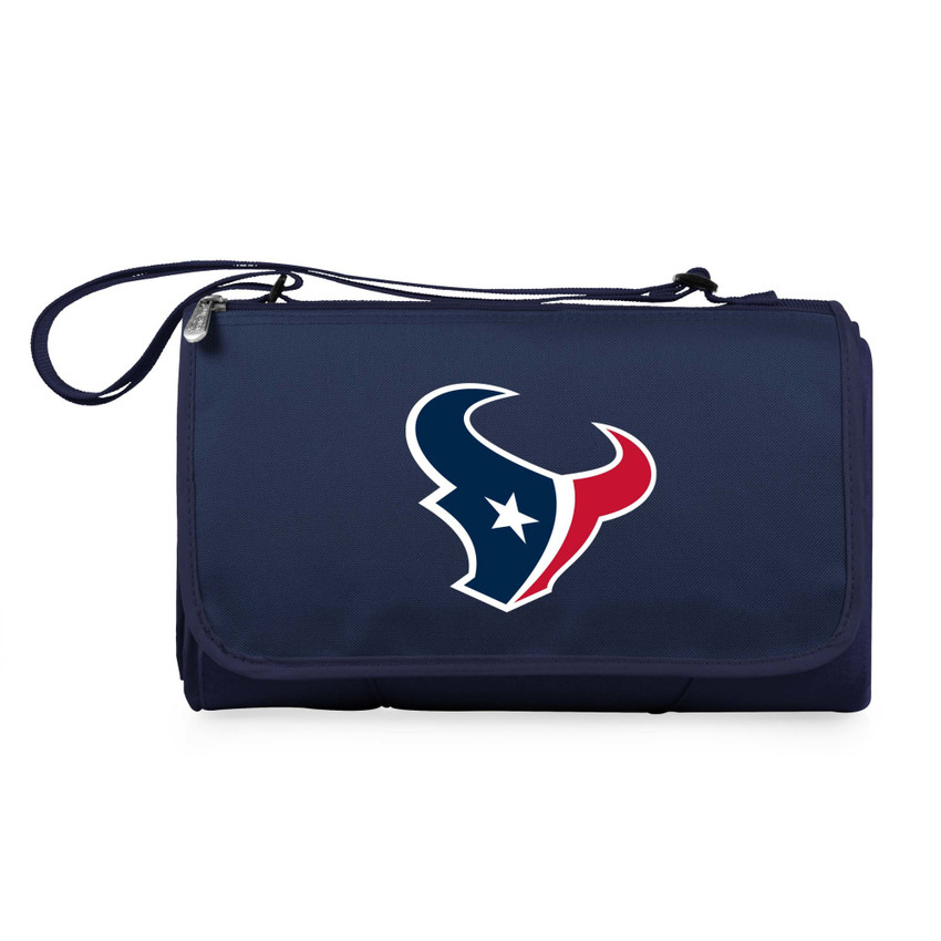 Houston Texans Blanket Tote Outdoor Picnic Blanket, (Navy Blue with Black Flap)