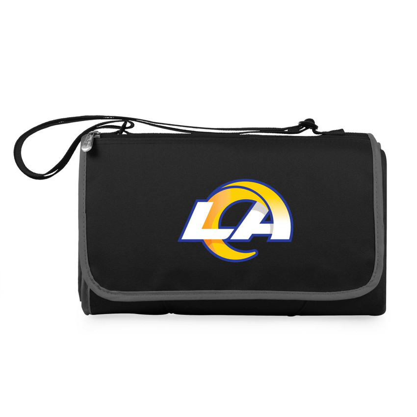 Los Angeles Rams Blanket Tote Outdoor Picnic Blanket, (Black with Black Exterior)