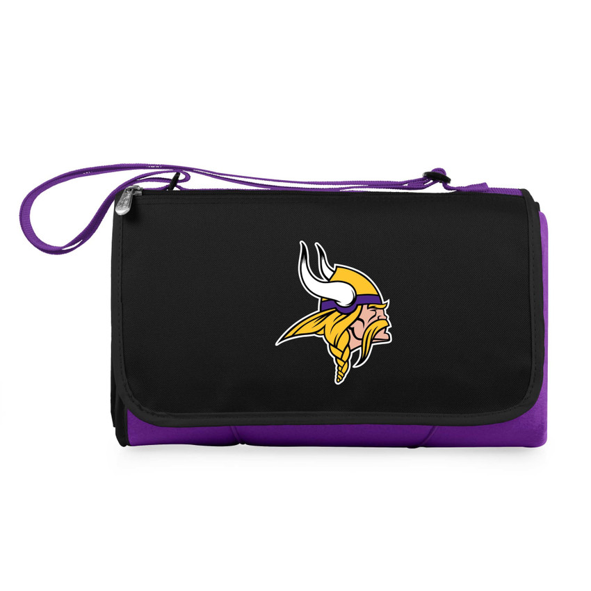 Minnesota Vikings Blanket Tote Outdoor Picnic Blanket, (Purple with Black Flap)