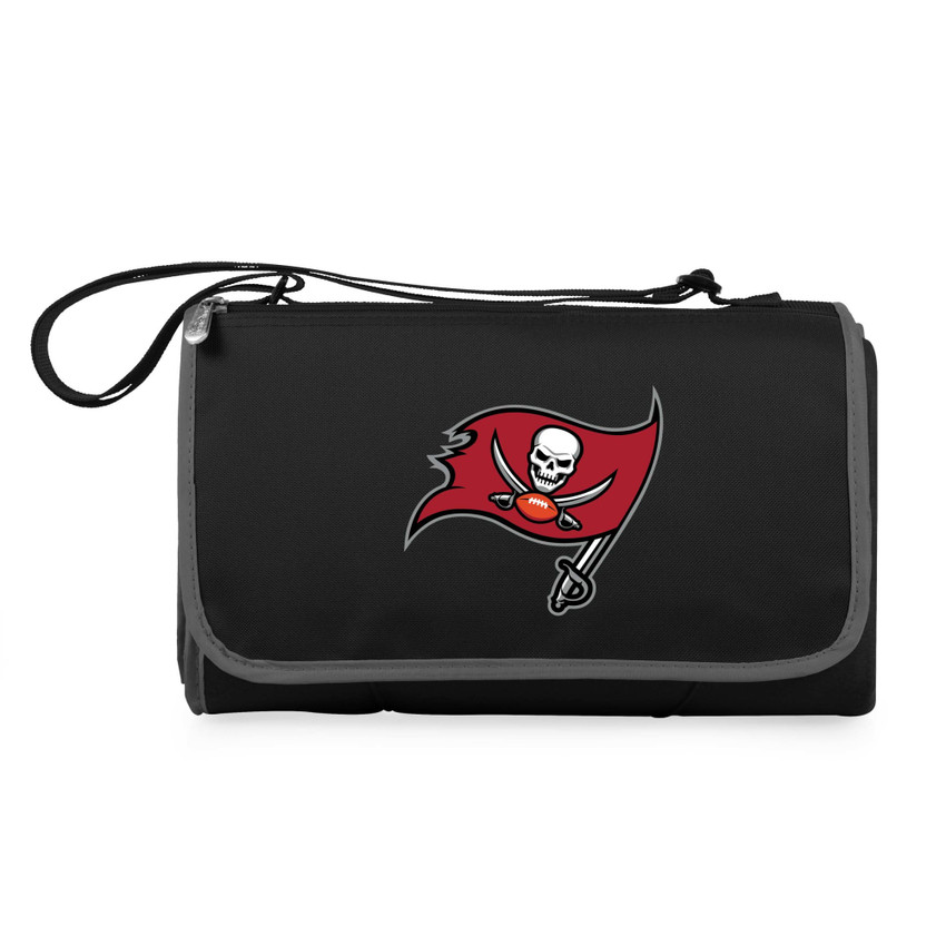 Tampa Bay Buccaneers Blanket Tote Outdoor Picnic Blanket, (Black with Black Exterior)