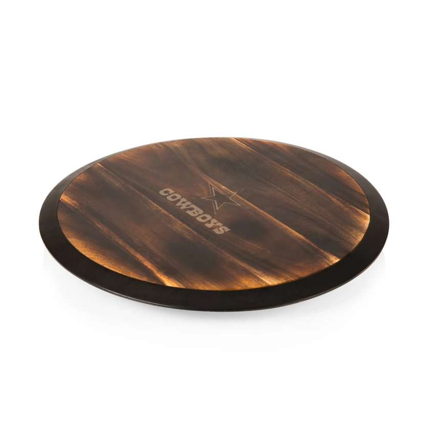 Dallas Cowboys Lazy Susan Serving Tray, (Fire Acacia Wood)