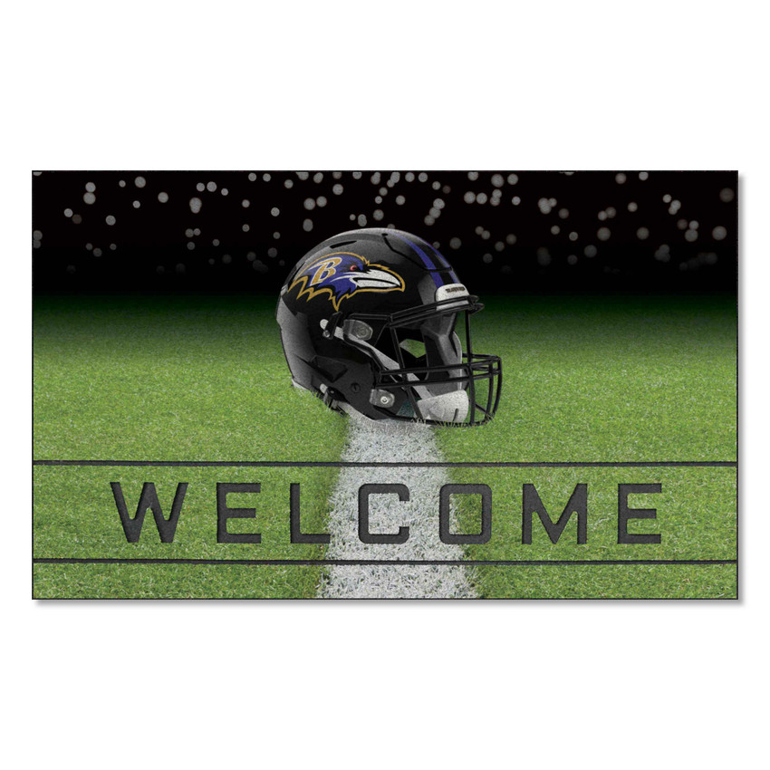 Baltimore Ravens Rubber Door Mat - 18in. x 30in. Raven Head Primary Logo