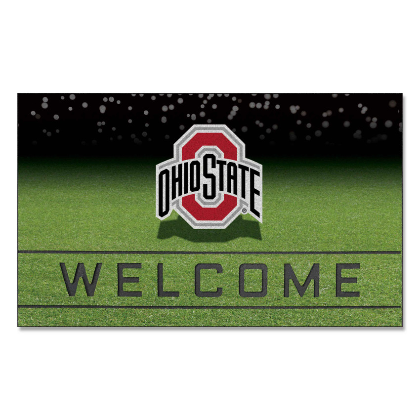 Ohio State Buckeyes Crumb Rubber Door Mat - 18in. x 30in. O with Wordmark Primary Logo