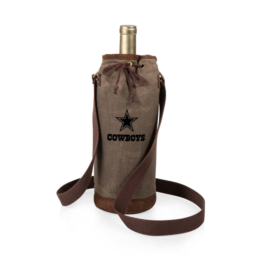 Dallas Cowboys Waxed Canvas Wine Tote, (Khaki Green)