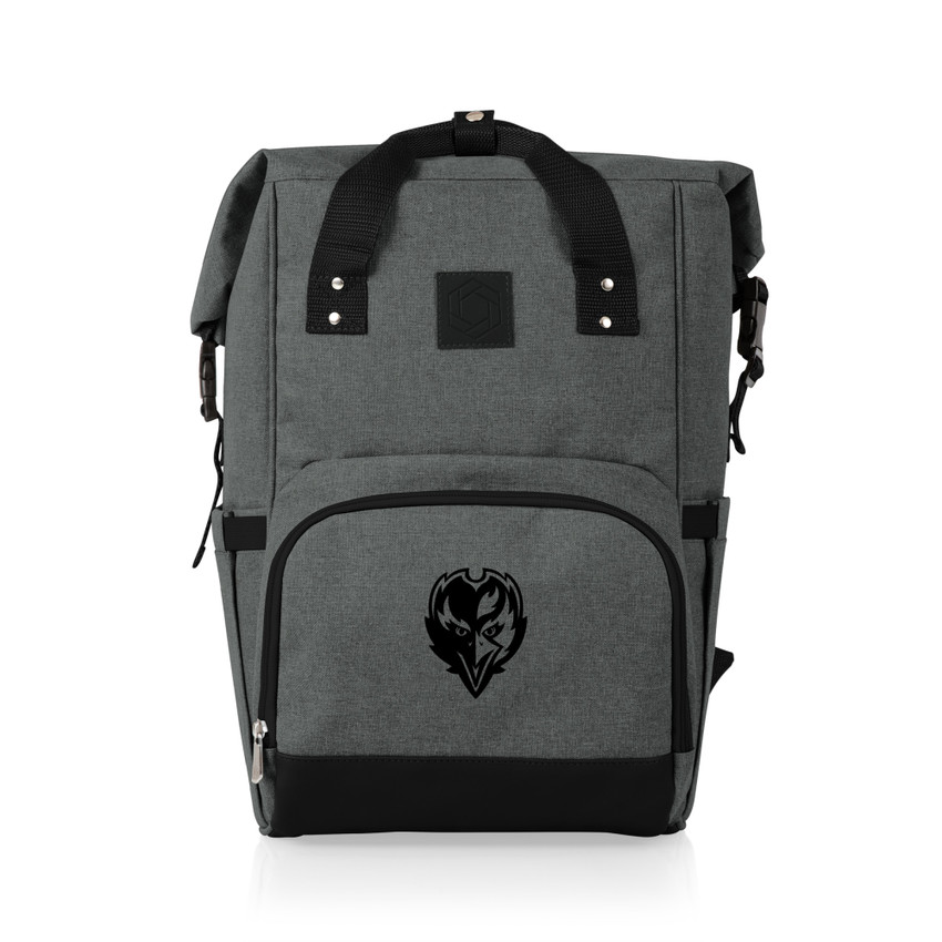 Baltimore Ravens On The Go Roll-Top Backpack Cooler, (Heathered Gray)