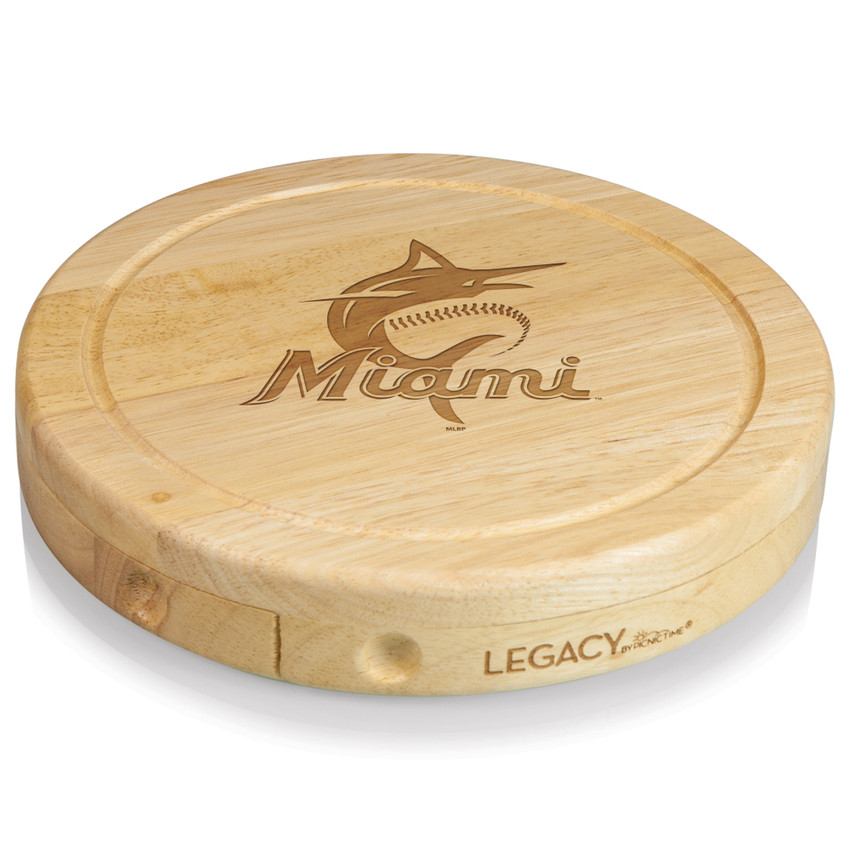 Miami Marlins Brie Cheese Cutting Board & Tools Set (Parawood)