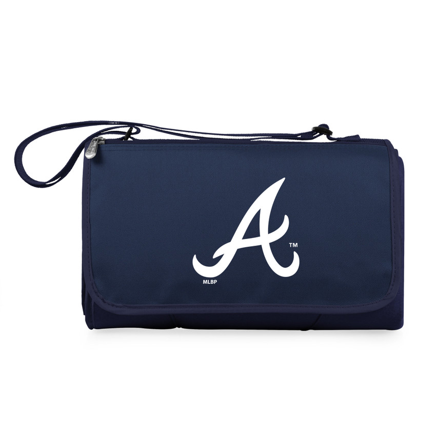 Atlanta Braves Blanket Tote Outdoor Picnic Blanket (Navy Blue with Black Flap)