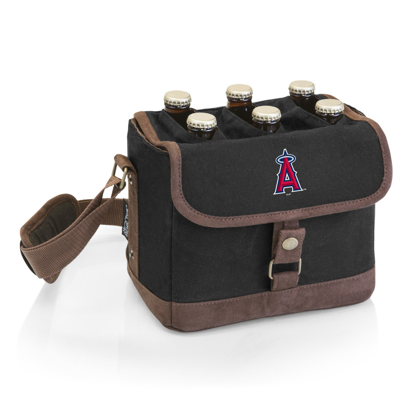 Los Angeles Angels Beer Caddy Cooler Tote with Opener (Black with Brown Accents)