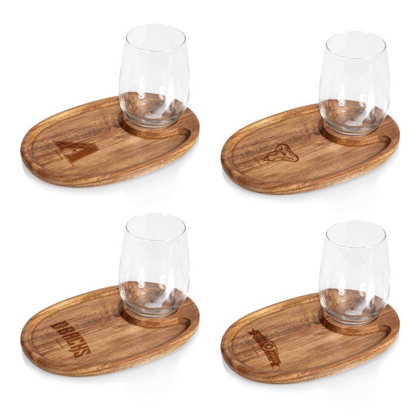 Arizona Diamondbacks Wine Appetizer Plate Set Of 4 (Acacia Wood)