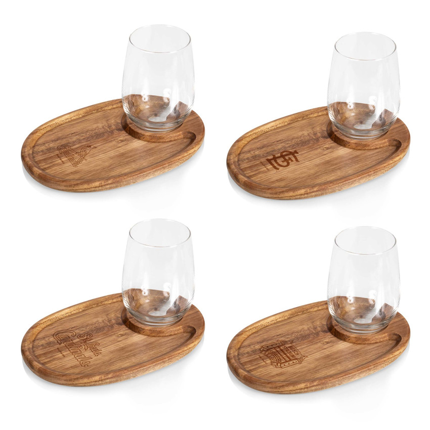 St. Louis Cardinals Wine Appetizer Plate Set Of 4 (Acacia Wood)