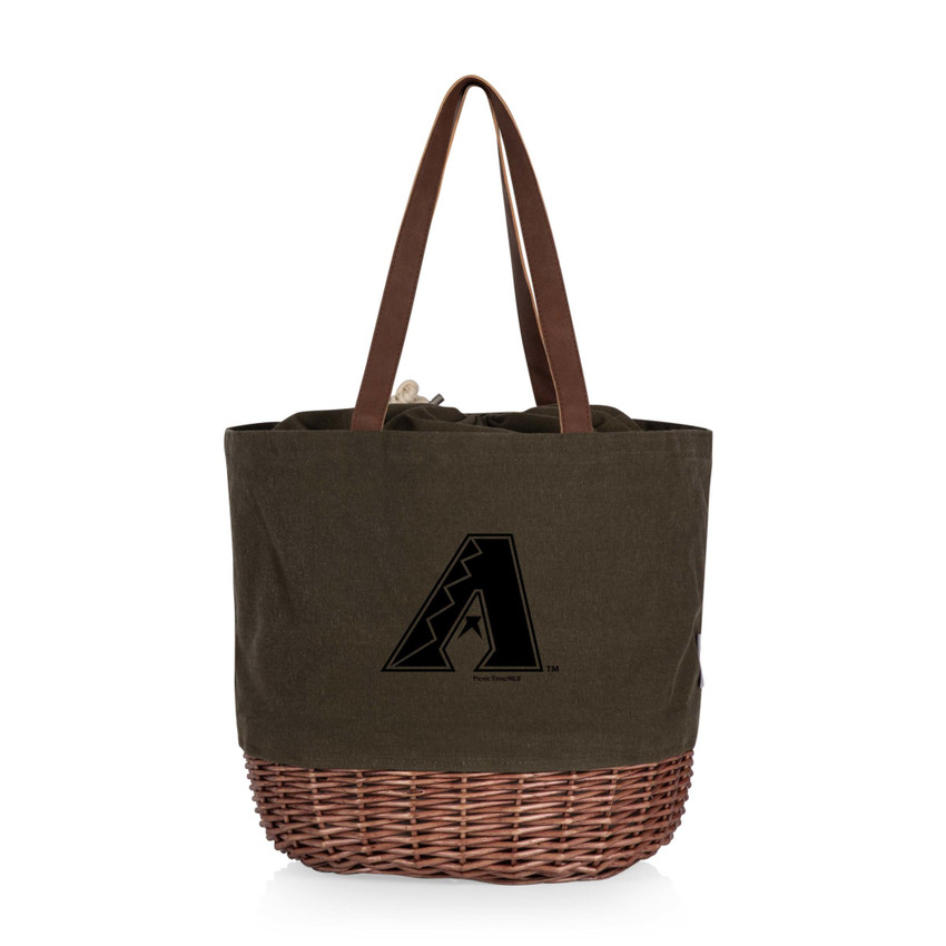 Arizona Diamondbacks Coronado Canvas and Willow Basket Tote (Khaki Green with Beige Accents)