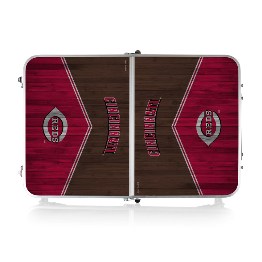 Cincinnati Reds Concert Table Mini Portable Table (Charcoal Wood Grain)
