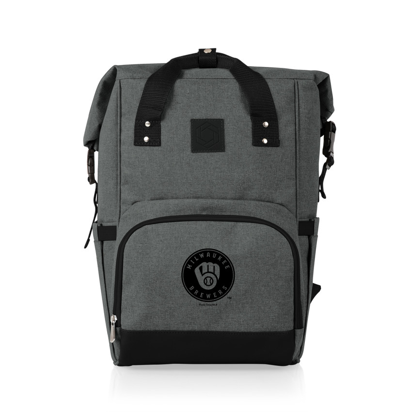 Milwaukee Brewers On The Go Roll-Top Backpack Cooler (Heathered Gray)