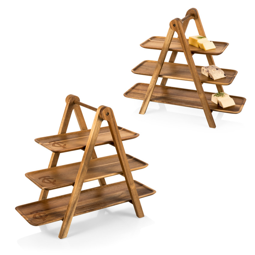 Minnesota Twins Serving Ladder 3 Tiered Serving Station (Acacia Wood)