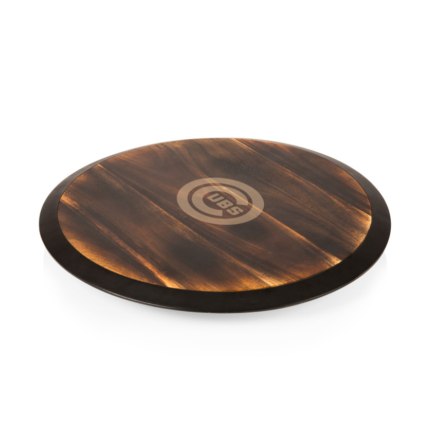 Chicago Cubs Lazy Susan Serving Tray (Fire Acacia Wood)