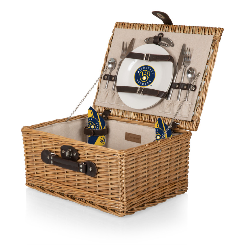 Milwaukee Brewers Classic Picnic Basket (Beige Canvas)