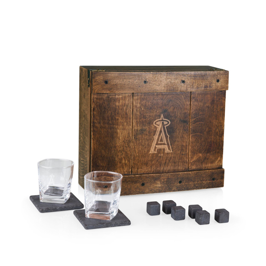 Los Angeles Angels Whiskey Box Gift Set (Oak Wood)