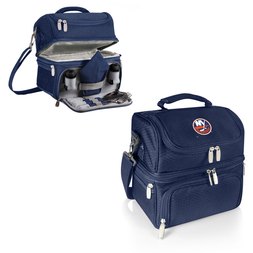 New York Islanders Pranzo Lunch Bag Cooler with Utensils NHL Lunch Tote, (Navy Blue)
