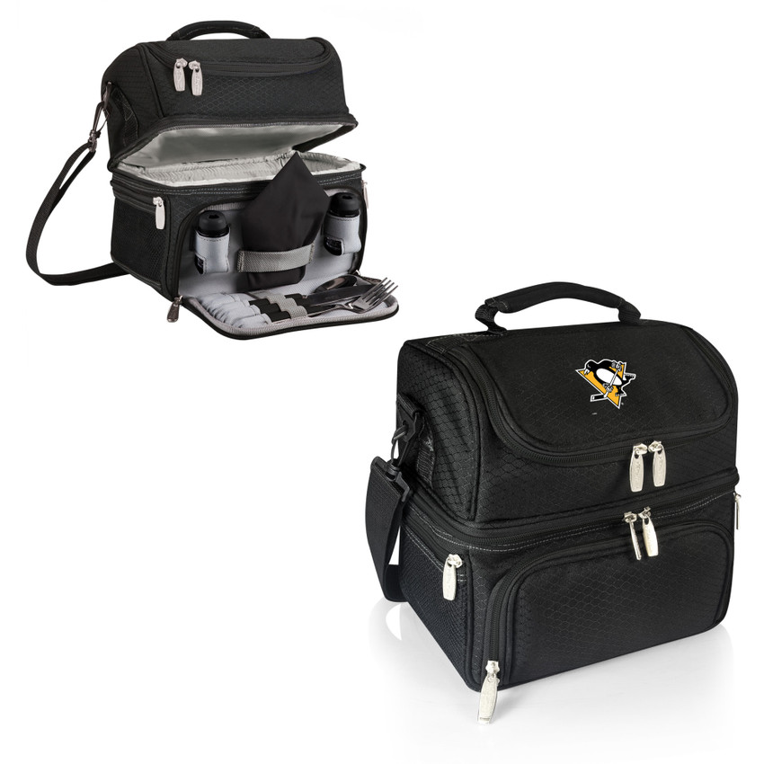 Pittsburgh Penguins Pranzo Lunch Bag Cooler with Utensils NHL Lunch Tote, (Black)