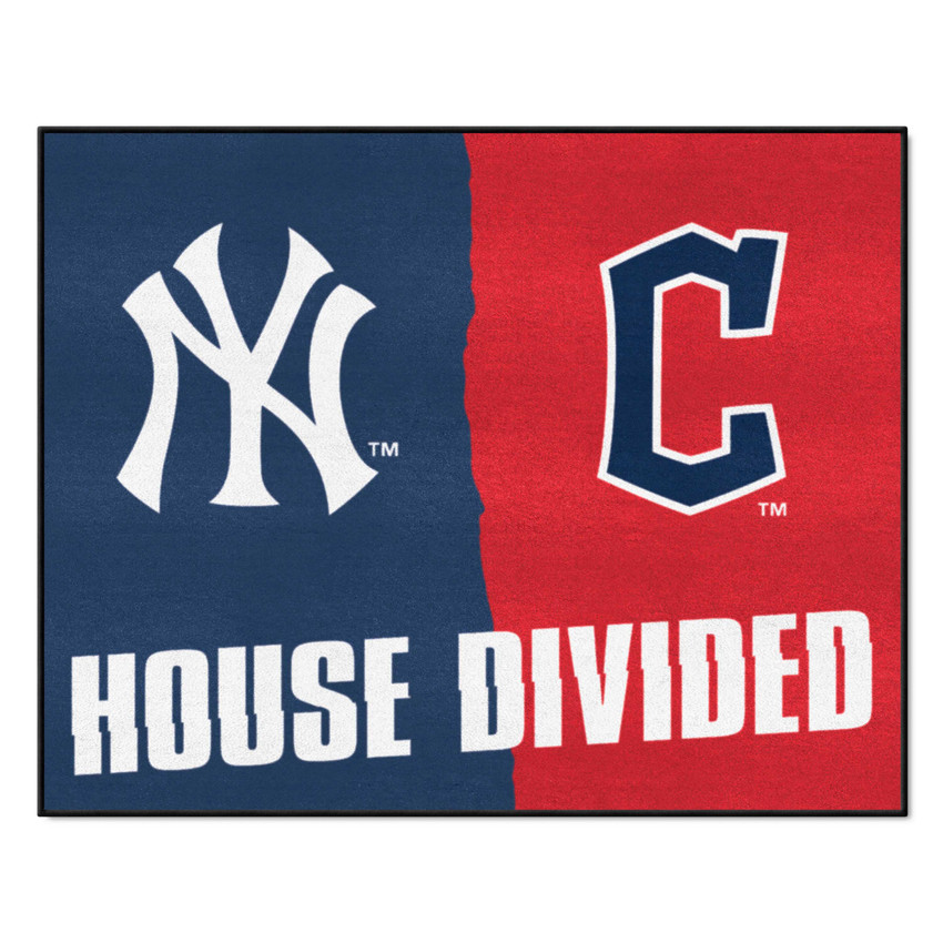 MLB House Divided - Yankees / Indians  House Divided Mat 33.75"x42.5"