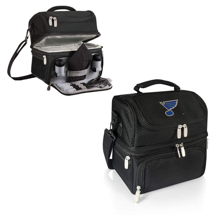 St Louis Blues Pranzo Lunch Bag Cooler with Utensils NHL Lunch Tote, (Black)