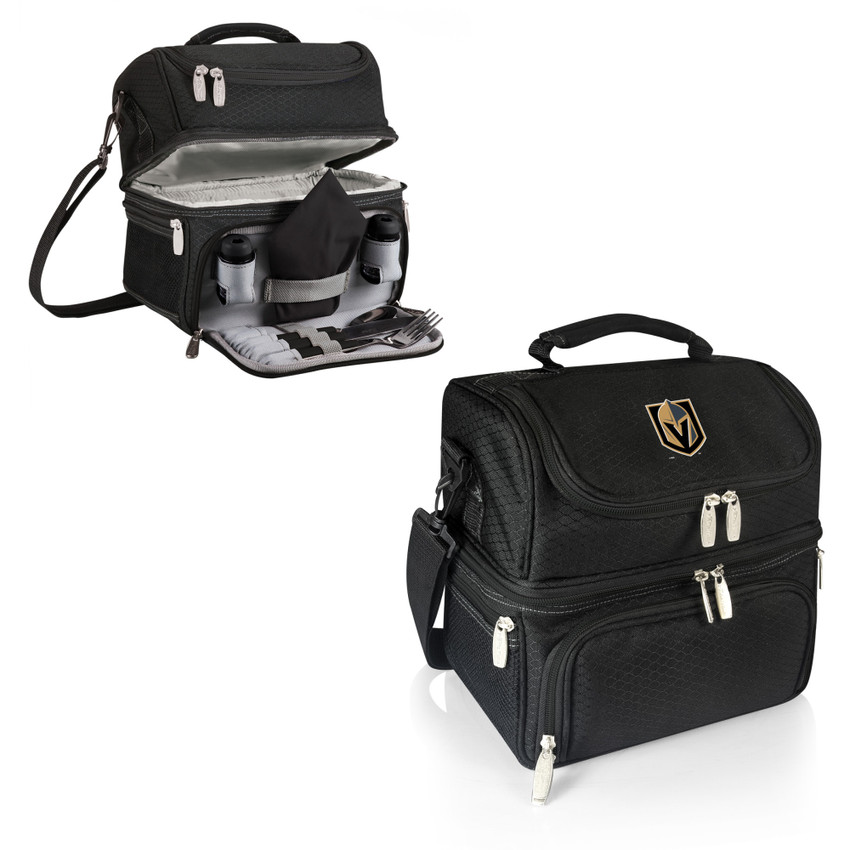 Vegas Golden Knights Pranzo Lunch Bag Cooler with Utensils NHL Lunch Tote, (Black)