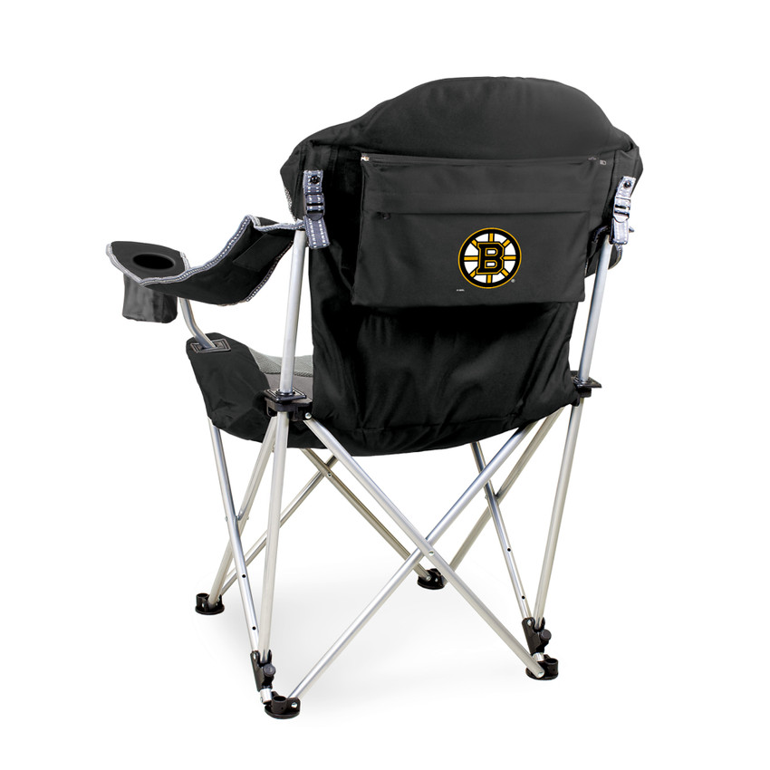 Boston Bruins Reclining Camp Chair, (Black with Gray Accents)