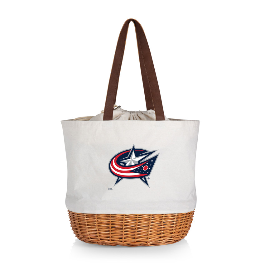 Columbus Blue Jackets Coronado Canvas and Willow Basket Tote, (Beige Canvas)