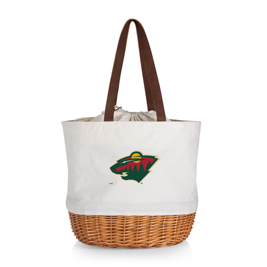 Minnesota Wild Coronado Canvas and Willow Basket Tote, (Beige Canvas)