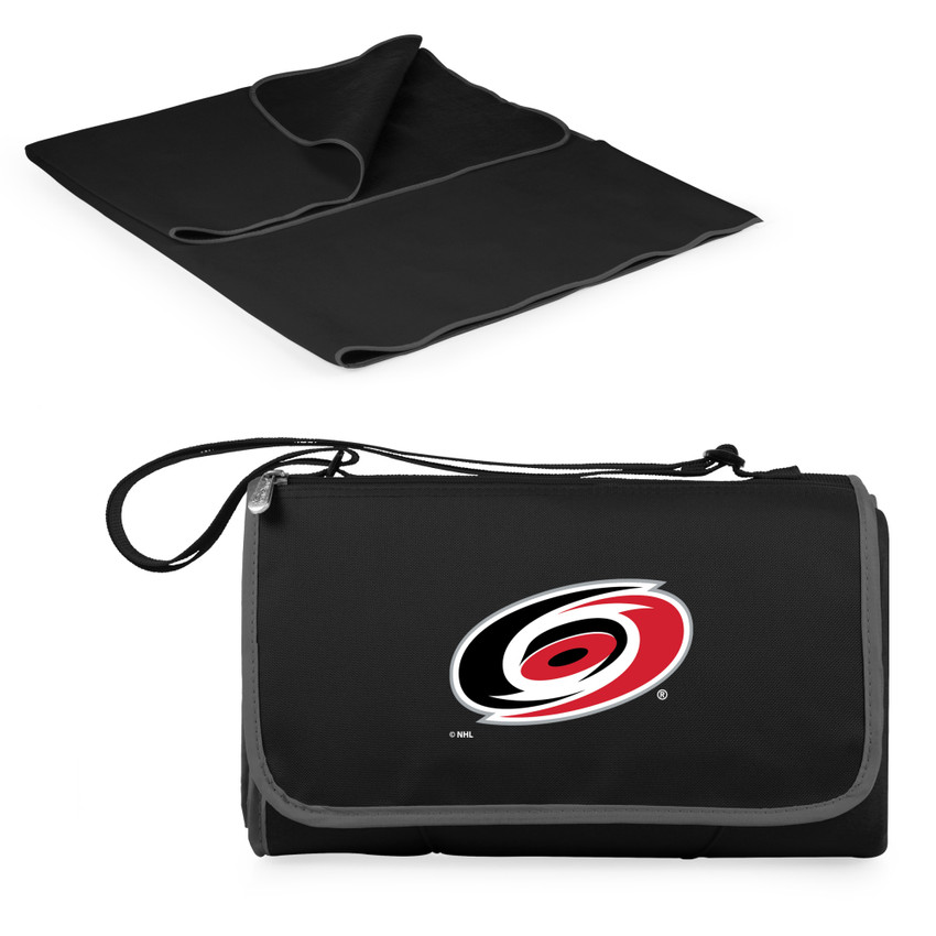 Carolina Hurricanes Blanket Tote Outdoor Picnic Blanket, (Black with Black Exterior)