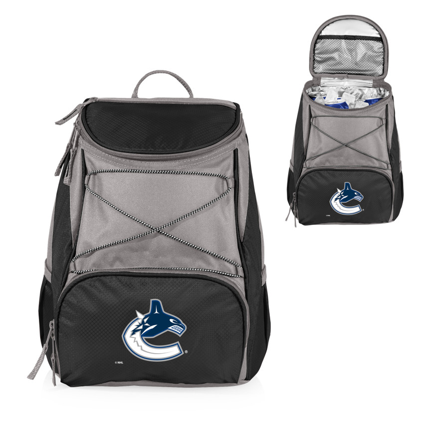 Vancouver Canucks PTX Backpack Cooler, (Black with Gray Accents)