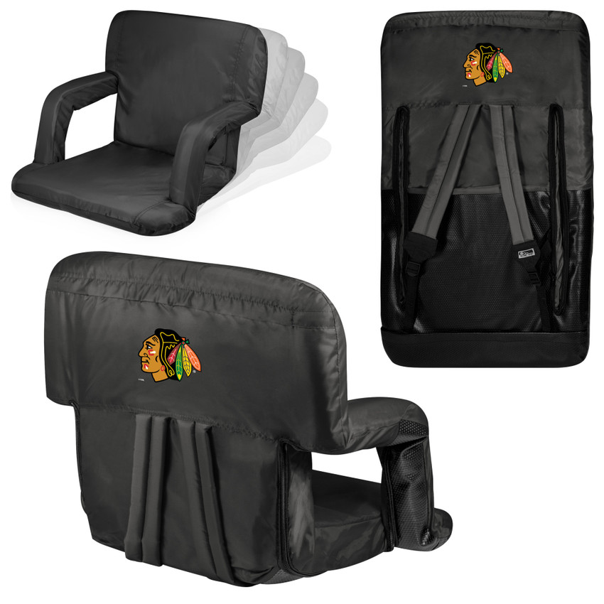 Chicago Blackhawks Ventura Portable Reclining Stadium Seat, (Black)