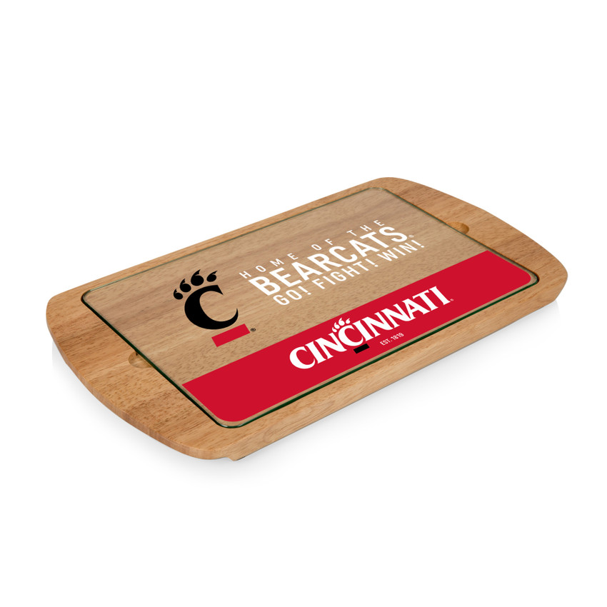Cincinnati Bearcats Billboard Glass Top Serving Tray, (Parawood)