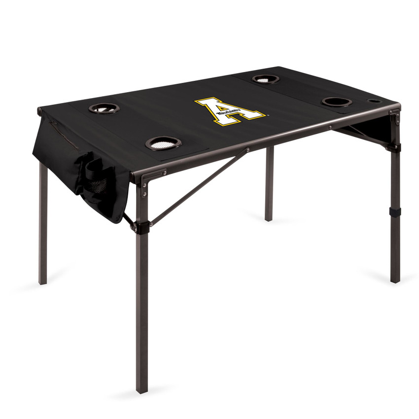 App State Mountaineers Travel Table Portable Folding Table, (Black)