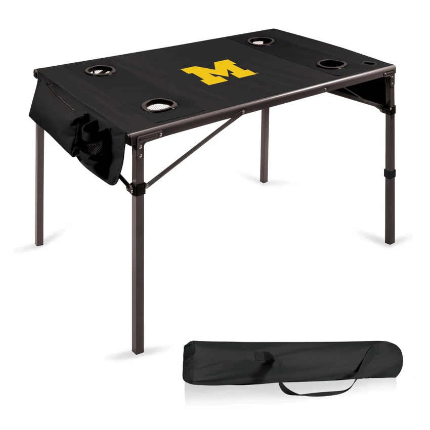 Michigan Wolverines Travel Table Portable Folding Table, (Black)