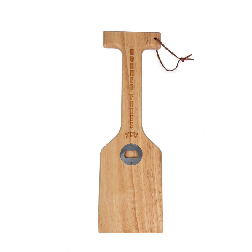 TCU Horned Frogs Hardwood BBQ Grill Scraper with Bottle Opener, (Parawood)
