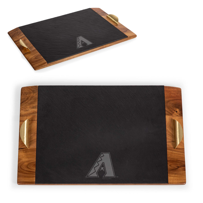 Arizona Wildcats Covina Acacia and Slate Serving Tray, (Acacia Wood & Slate Black with Gold Accents)
