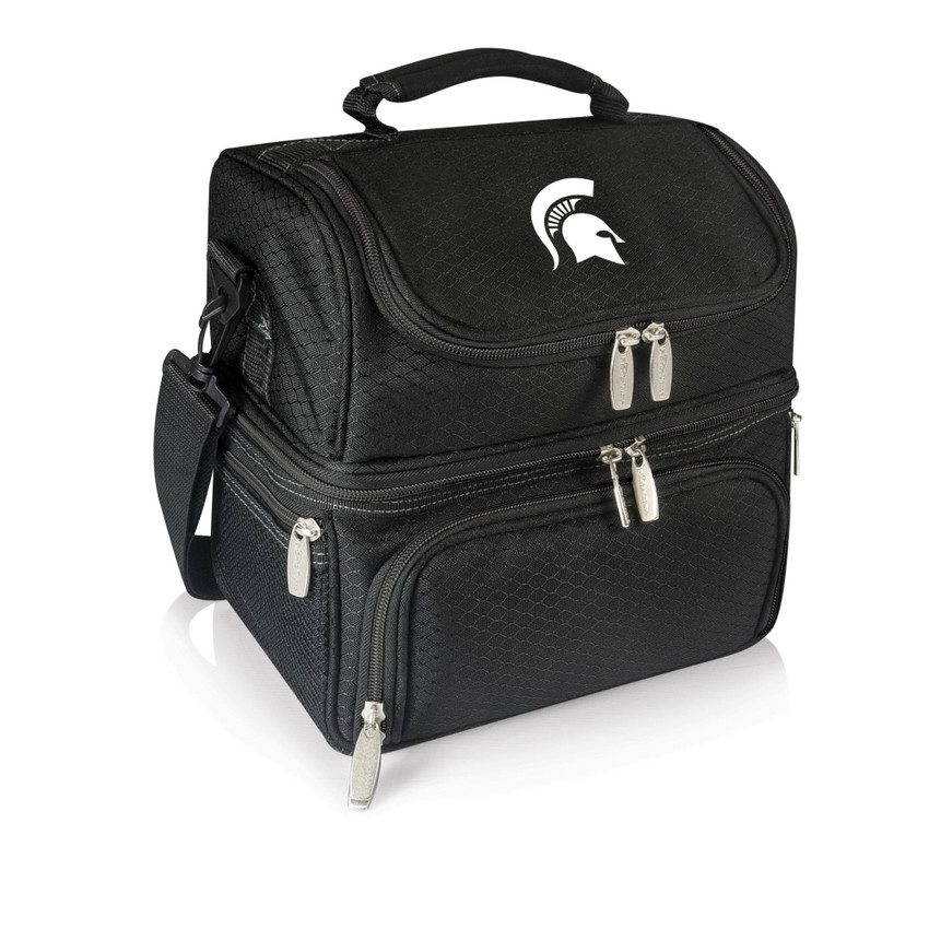 Michigan State Spartans Pranzo Lunch Bag Cooler with Utensils NCAA Lunch Tote, (Black)