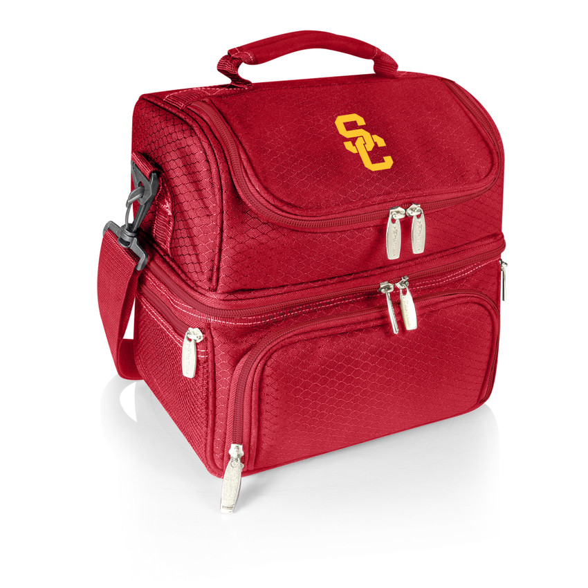 USC Trojans Pranzo Lunch Bag Cooler with Utensils NCAA Lunch Tote, (Red)